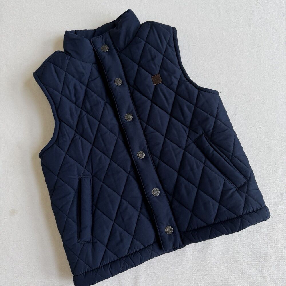 Janie And Jack Navy Blue Puffer Vest w/ Snap Button Closure Size 3T 4T Jacket